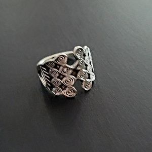 LADIES NEW SIZE 5.5 FASHION SILVER DIAMOND  PATTERN ORNATE RING SALE